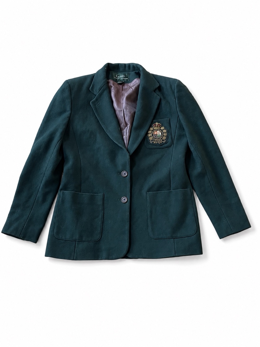Lauren Ralph Lauren Wool Cashmere Crest Blazer Green Size 6 Preppy English